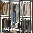 Wardrobe Closet Tall Size, Clothes Rack with Hanging Areas and Storage Shelves, Closet Organizers and Storage, Free Standing Clothing Rack