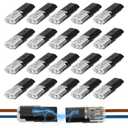 Double Wire Plug in Connector, 2-Pin Low Voltage Wire Connector with Locking Buckle, No-Stripping Quick Splice Clips for 22–18 AWG LED Strip Light＆Electrical Cable (20 Pcs)
