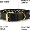 Wide Gold Spiked Dog Collar, Epesiri Dog Chain Collars, Mushroom Rivet PU Leather Dog Collars, Adjustable Durable Spike Studded Pet Collar for Pitbull Mastiff Bulldog Pugs Husky Rottweiler