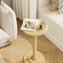 Masupu Round Side Table, Small End Table for Small Spaces, Pedestal Drink Table with Solid Wood Leg for Living Room, Bedroom, Corners(Natural)