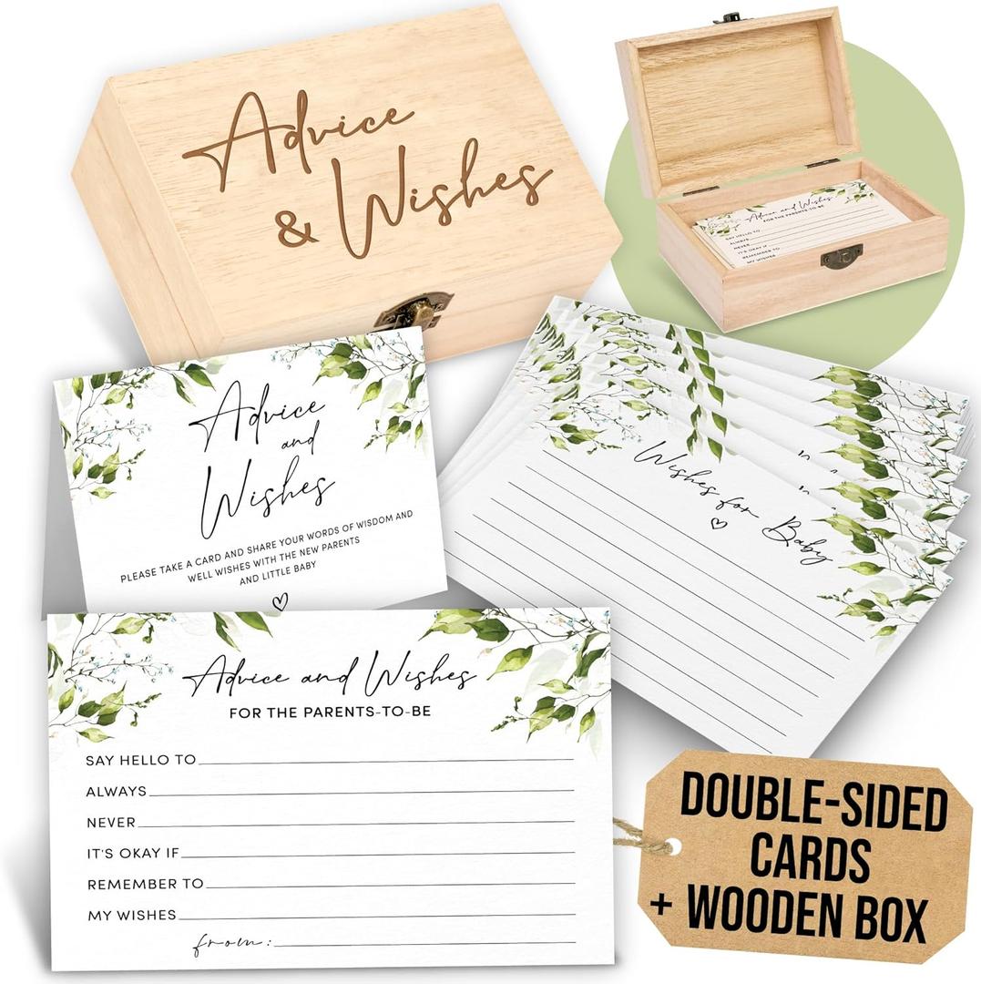 Greenery Baby Shower Advice Cards for Parents To Be - 50 Pcs Wishes for Baby Cards for Baby Shower Decorations, Advice and Wishes Cards for New Parents, Fun Baby Shower Game Ideas