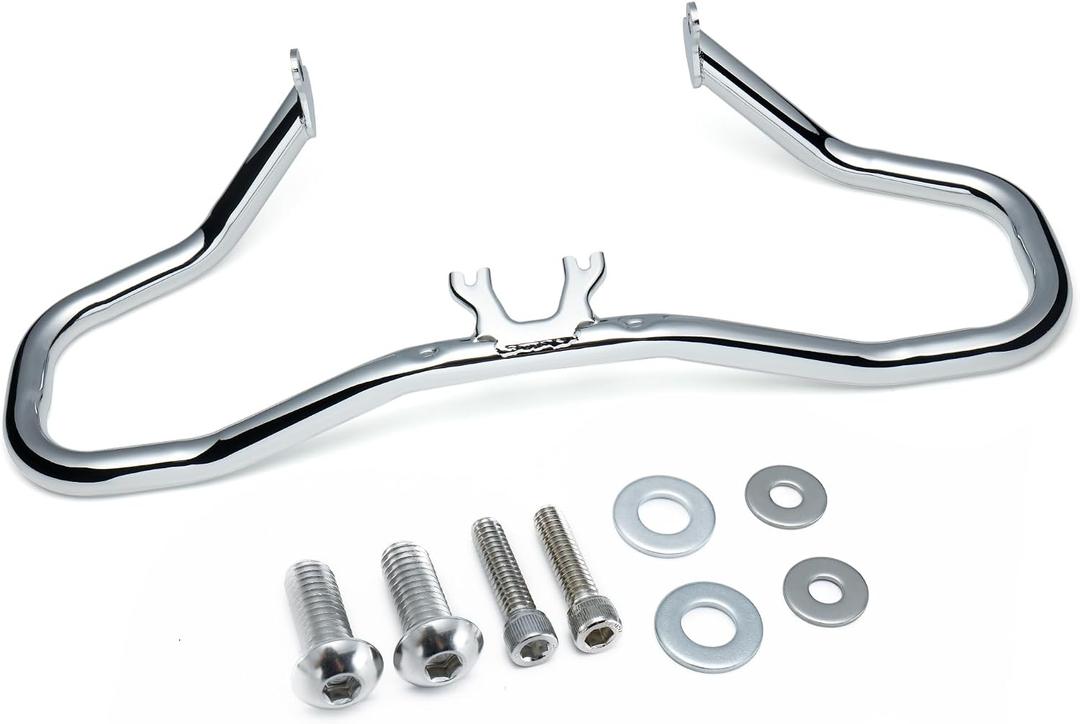 MoKitDora Touring Chopped Engine Guard 1.25" Highway Crash Bar Fit for Harley 2014-Later Road King Street Electra Glide Special FLH FLHT FLHX FLHRXS FLHR Models, Brilliant Chrome