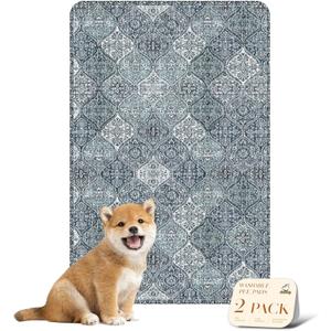 nunubaby Washable Pee Pads for Dogs, Stylish, Non-Slip and Leak-Proof Pee Pads. Reusable Potty Pads for Dogs for Crates and Floors.(Blue/Multi, 24" x36" )