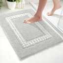 Gray Bathroom Rugs 18x24, Non Slip Washable Bath Mats,Super Soft Microfiber Bathroom Mats, Plush Fluffy Absorbent Bath Rugs for Sink Tub Basin Shower Floor (Grey)