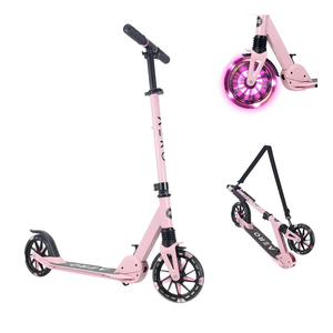 Aero Big Wheels Kick Scooter for Kids 6+, Teens & Adults | Light Up Wheels, Hand Brake, Rubber Deck Mat & Shock Absorption | Foldable & Height Adjustable