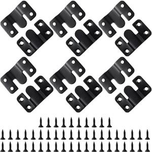 12PCS 2.09 x 1.18 inch Black Flush Mount Bracket Stainless Steel Interlock Hanging Buckle Z Clips Headboard Wall Mounting Brackets French Cleat Picture Hanger Heavy Duty with 48PCS Screws