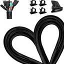 13 1/8ft -1/2 Inch Cord Management Sleeve Braided Split Black Cable Protectors Pet Proof - Braided Self-Wrapping Wire Loom Tube for Desk PC/TV/Computer/Projector/Home Theater/Engine Bay Size: 13MM -1PACK Color: Black 03
