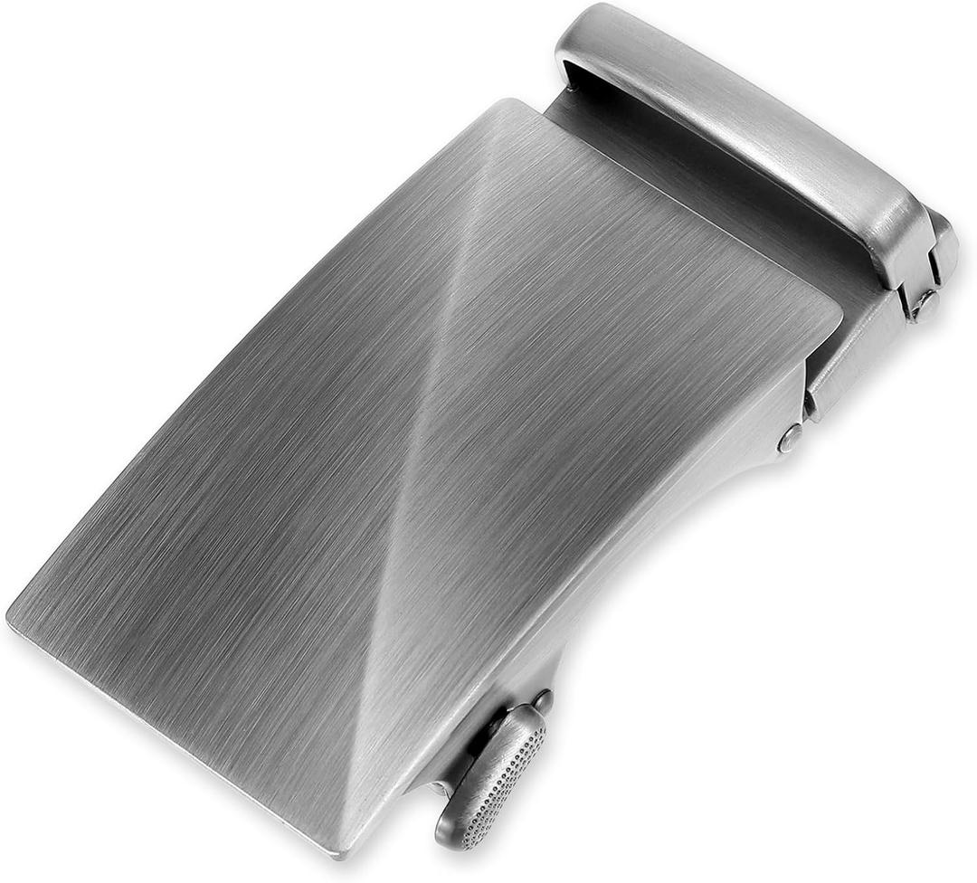 QfwdfcTrenz 35mm Ratchet Belt Buckle Only for 1 3/8 Slide Belt Strap Automatic Leather Belts Buckle Replacement, Silver