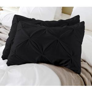 Standard Pillow Shams Set of 2 Pinch Pleated Black Pillow Shams Standard Size 20x26 Pillow Covers 100% Egyptian Cotton 600 TC Soft Skin Friendly Cushion Cover Cases Decorative Pillow Shams for Bed