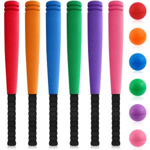 Seenelling 6 Set 21" Foam Baseball Bat Set Including 6 Bats and 6 PE Equipment for Elementary School Foam Baseball Bat for Safety Play