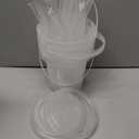 Qsqwsuye Set of 60 Large Plastic Cups with Lids and Straws 34oz Disposable Coffee Cups Clear Cups for Drinks Packs and Takebacks
