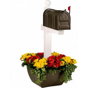 Mailbox Planter Box – Fits True 4x4 (3.5") & 6x6 (5.5") Posts, Wrap-Around Resin Planter, 24” 16 Gallon, Deep Earth Brown, Extra Large
