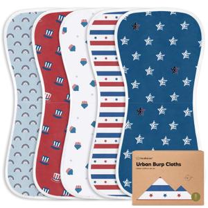 Organic Burp Cloths Baby Boy & Girl - 5-Pack Super Absorbent Cotton Burping Cloths for Babies, Soft & Plush Newborn Spit Up Rags, Infant Towels for Milk Spit Up, Unisex, Large 21" x 10" (U.S.A)