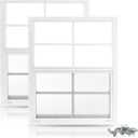 PRO FLEX 2 Pack Shed Window 14" x 21" - Ultra Thick White Aluminum Flush Mount with Tempered Glass and Screen - Shed Windows with Vertical Slider and Screws for Chicken Coop, Sheds, Barns, Playhouses