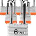 Padlocks with Same Key, LQYN 6 Pcs Laminated Keyed Padlock (1-9/16", 40mm), Keyed Alike Locks, Long Shackle, for Storage Locker, Hasp Latch, Toolbox, Sheds