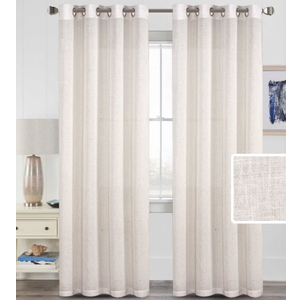 H.VERSAILTEX Natural Linen Curtains 84 inches Long for Living Room 2 Panels Back Tab Loop Pocket Textured Light Filtering Semi Sheer Curtains Rustic Farmhouse Boho Curtain for Bedroom, Heathered, Heathered Natural