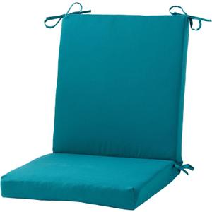 High Back Outdoor Chair Cushion – Hinged Patio Chair Pad with Removable Cover, Reversible Cushion with Ties, Durable Polyester Fabric, Eco-Friendly Recycled Polyfiber Fill, Peacock