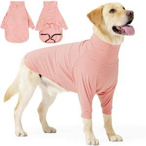 Recovery Suit for Dogs After Surgery Female Dog Onesie with Sleeve for Small Medium Large Pets, Neuter Spay Body Suit Pajama Sweater Warmth Clothes Prevent Licking Surgical Wound Leash Hole Pink