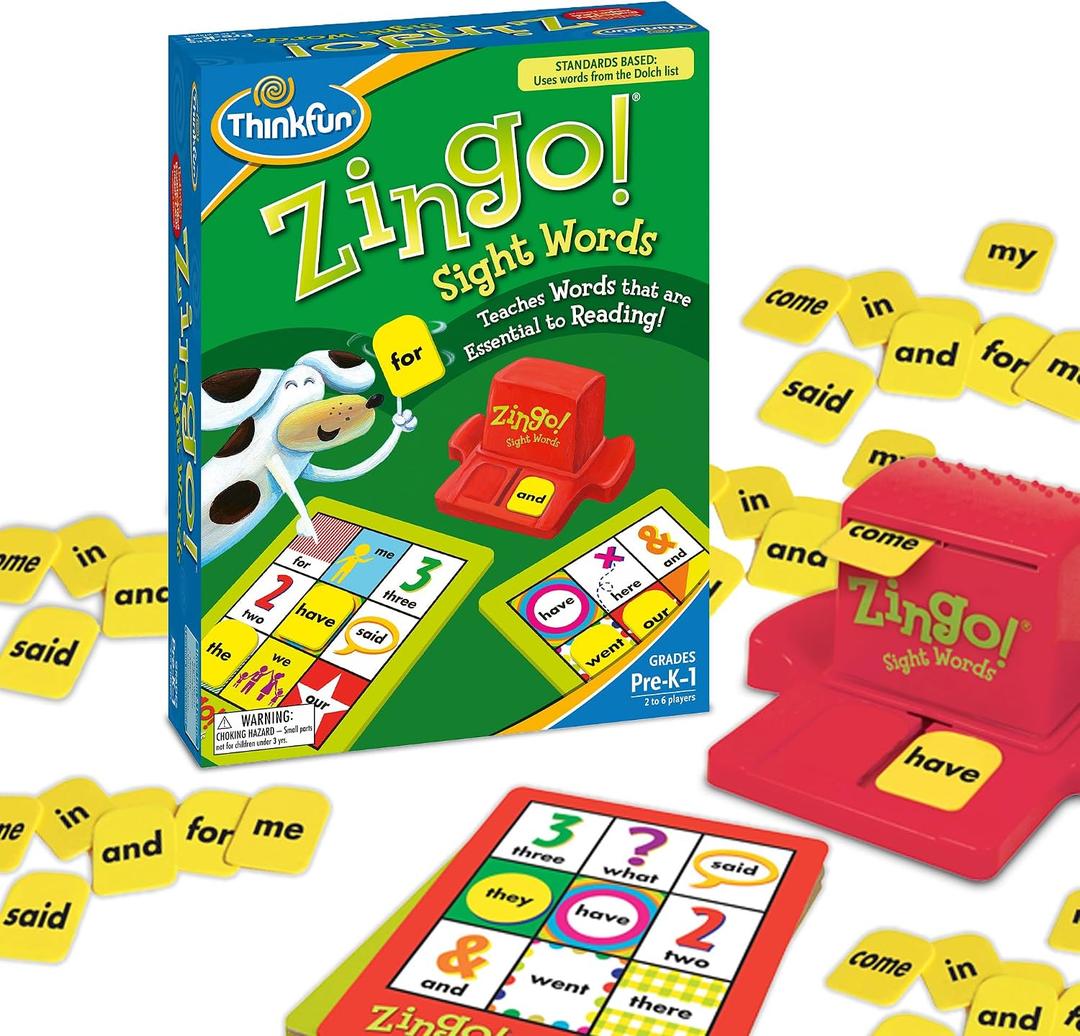 ThinkFun Zingo Sight Words Award Winning Early Reading Game for Pre-K to 2nd Grade - Toy of the Year Finalist, A Fun and Educational Game Developed by Educators for Boys and Girls, Medium