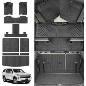 Floor Mats Compatible with 2022-2025 Chevrolet Tahoe GMC Yukon Trunk Mat Cargo Liner TPE Back Seat Cover Protector 2024 Chevy Tahoe 7 Seats Accessories (Trunk Mat+Backrest Mats+Floor Mats)