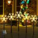 Christmas Solar Pathway Lights, Solar Snowflake Lights with Stake Landscape Outdoor Waterproof Christmas Decorations for Garden Yard Lawn Patio Walkway, 5 Pack