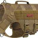 OneTigris No Pull Tactical Dog Harness , Aire Mesh Dog Vest Harness, Breathable Military Molle Vests with Handles, Service Dog Vest for Walking Hiking Training (XL, Brown)