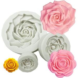 OPONIC 3D Rose Flower Fondant Silicone Molds, Set of 3 (3 rose flower)