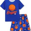 Mikrdoo Boys Pajamas Short Sleeve Summer Cool PJs Set 2-Piece Cozy Sleepwear for Kids Size 6-16 Years