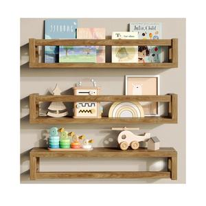 Upgraded Thick Floating Shelves - Multi-Use Wall-Mounted Bookshelves for Kids and Nursery, Ideal for Books, Toys, Spice Rack, Decor - Walnut Brown