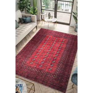 Keen Home Design 3x5 Rug - Machine Washable Entry Rug with Non-Slip Backing, Ideal for Enteryway, Kitchen, Bathroom, Laundry Room - Vintage, Easy Clean, Durable, Low Pile Rug - (3' x 5') (Red/Burgundy)