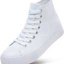 ZGR Womens High Top Canvas Sneakers,Lace-up Canvas Shoes,Casual Tennis Walking Shoes (Natural White.US9.5) 
