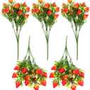 Homoyoyo 5pcs Simulated Strawberry Plant Decor Artificial Long Stem Strawberry Branches for Flower Arrangement Party Decorations