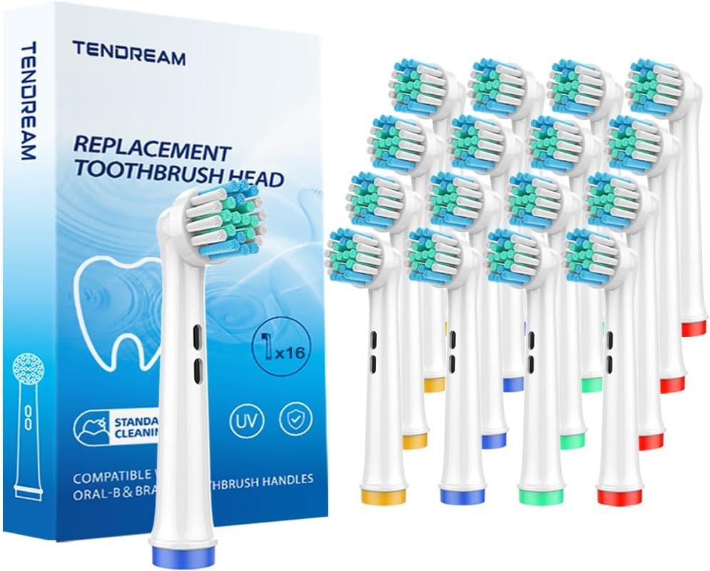 Replacement Toothbrush Heads Compatible with Oral B Braun,Professional Electric Toothbrush Heads for Oral B Replacement Heads Refill Pro 500/1000/1500/3000/3757/5000/7000/7500/8000 (16)