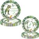 80 Pcs Watercolor Dinosaur Birthday Decorations Green Dino Paper Dinner Plates Napkins Forks Dinnerware for Dinosaur Theme Baby Shower Boys 1st 2nd 3rd 4th Birthday Party Supplies