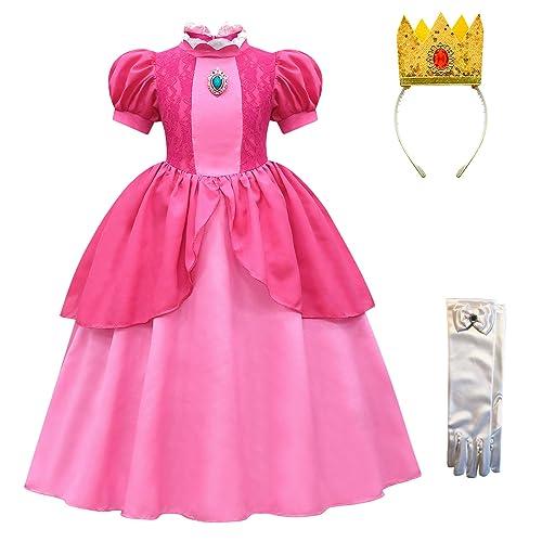Rxiduoy Women's Halloween Party Dress Super Brothers Princess Peach Costume Size 110