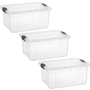 Superio Clear Storage Boxes with Lids, 2 Quart Plastic Container Bins for Organizing, Stackable Crates, BPA Free, Non Toxic, Odor Free, Organizers for Home, Office and Dorm, 3 Pack