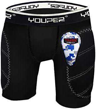 Youper Boys Youth Padded Sliding Shorts with Soft Protective Athletic Cup for Baseball, Football, Lacrosse, Size XS