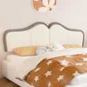 Queen Headboard Wall Mounted Headboards Head Boards for Adjustable Bed Head Board PanelsUpholstered Velvet Bed Headboard for Bedroom (Beige+Coffee, Queen)