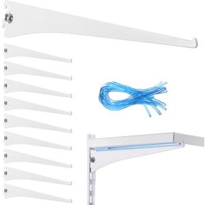 Gisafai 10 Pack Shelf Bracket Adjustable Shelving Brackets Single Track Double Track System Metal Stand for Shelving Shelf Standard Stand for Stores Closet Kitchen (White,10 Inch)