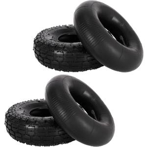 4.10/3.50-4" Heavy-Duty Replacement Tire and Tube 4.10/3.50-4" Pneumatic Tires with TR-13 Straight Valve Stem for Lawn Mower, Wheelbarrows, Hand Trucks, 4" Cart, Tractors, Golf Cart, Dolly, Trailers