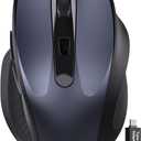 Wireless Mouse for Laptop, 2.4GHz Computer Mouse with USB-A Port &USB-C Adapter, Cordless Office Mice with 6 Buttons & 3 Level DPI for Small to Medium Hands, Work with PC, Desktop, Tablet - M21