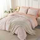 PERFEMET Blush Pink Twin Comforter Set, 5 Pieces Cute Bow Jacquard Girls Bedding Twin Bed in a Bag, Soft All Season Vintage Embossed Bowknot Bedding Comforter Set Boho Bedroom Sets, Twin-5Pcs