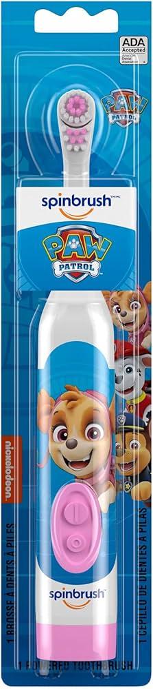 Spinbrush PAW Patrol Kids Electric Battery Toothbrush, Soft, 1 ct, Character May Vary (1 Count (Pack of 1), White)