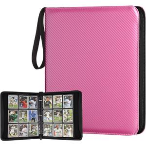 GERMUN 9 Pocket Card Binder, Premium Zip Trading Card Binder, 720 Double Sided Pocket PU Card Collection Binder, Collector Card Album, Card Folder for MTG, TCG, Sports Cards, Game Cards (Pink)