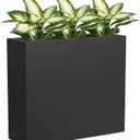 Metal Tall Planter 30" L x 10" W x 26" H | Long Rectangular Planter Box, Drainage Holes & Removable Shelf, Heavy Duty Steel Planter for Tall Plants, Flowers or Shrubs