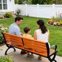 Garden Bench,Outdoor Benches,Porch/Deck/Patio Furniture Bench with Backrest and Armrests, Weather Proof, Durable, Easy to Assemble(59in)