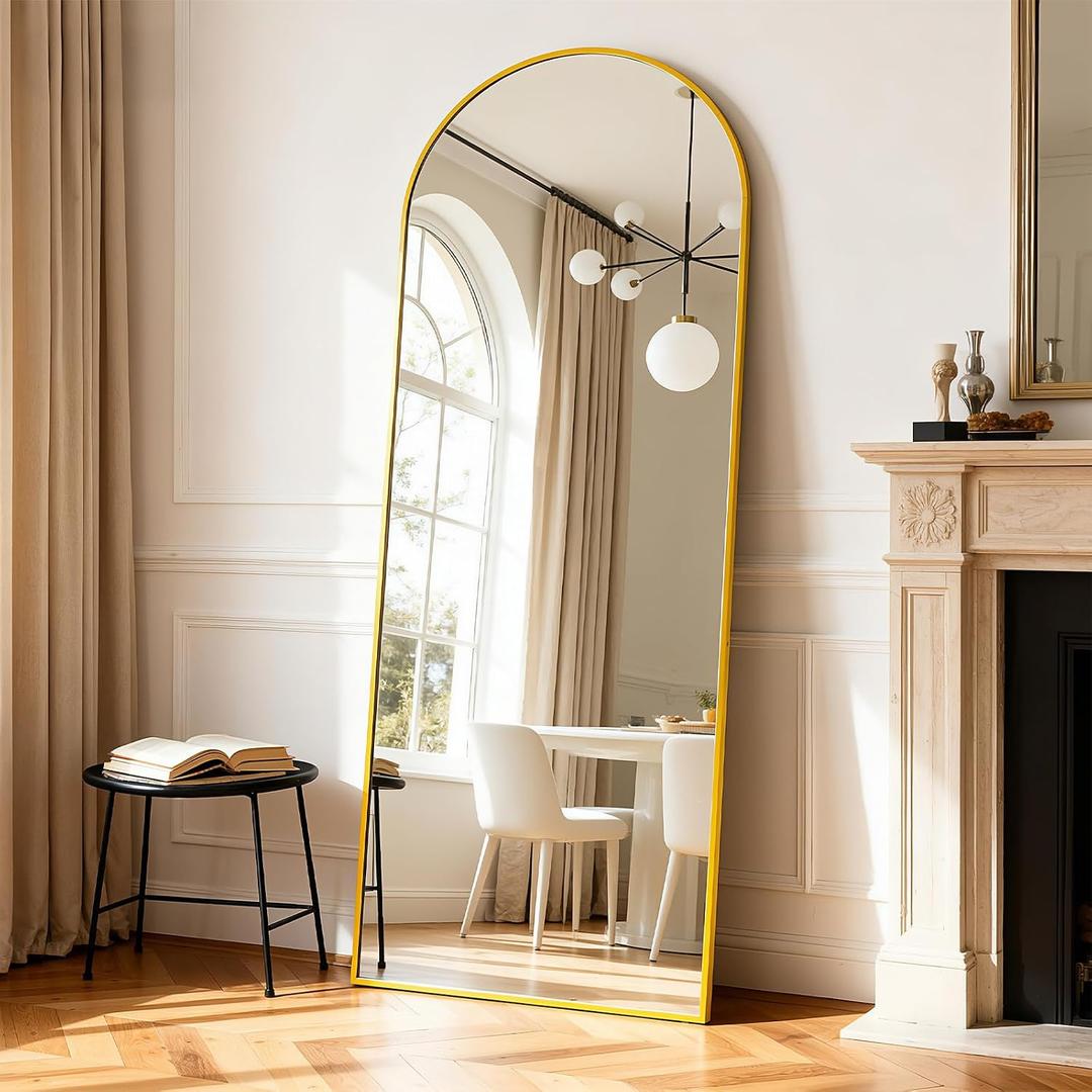 Simple Deluxe Arched Full Length Mirror, 71"x26"Large Floor Mirrors, for Wall Door Bedroom Bathroom Living Room (Gold)