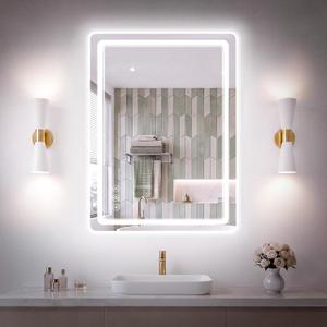 BEAUTYPEAK 24"x30" LED Bathroom Mirror with Lights, Backlit + Front Lit, Anti-Fog, Lighted Bathroom Mirror for Wall, HD Shatterproof Tempered Glass, Dimmable, Memory Function (Horizontal/Vertical)