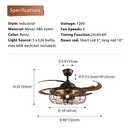 CROSSIO 48 Inches Retractable Caged Ceiling Fan with Lights, Reverse Industrial Rusty Fandelier Fan Chandelier with Remote Control for Living Room Dining Room Bedroom - 5 Lights