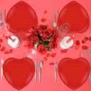 QZYL 50 PCS Valentines Paper Plates, 9-inch Valentines Red Heart Plates, Disposable Heart Shaped Paper Decor, Birthday Party Decorations Wedding Table Decor Party Supplies Love Party Decor